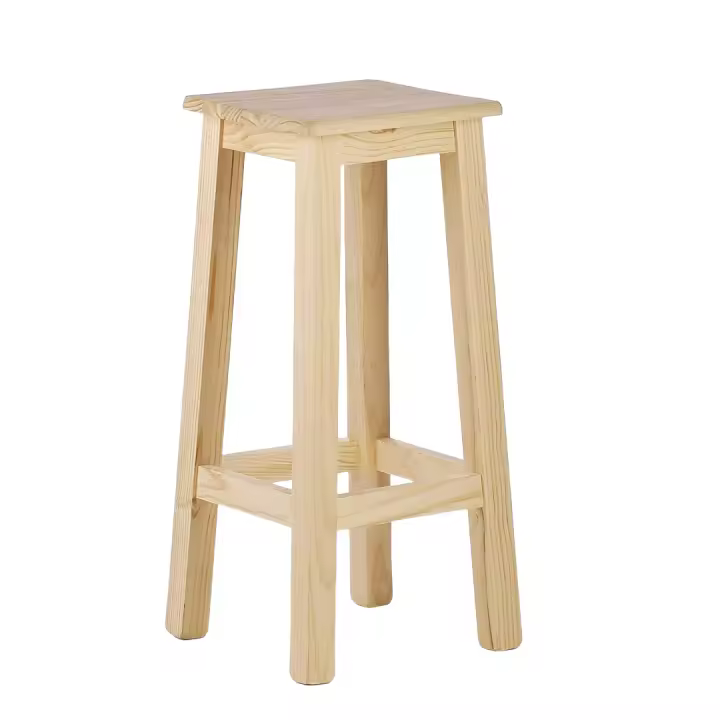STARLEY-Taburete Cuadrado Alto de Madera con Reposapies, Diseño Clásico,Ideal para Cocina o Bar,Variedad de medidas - 1