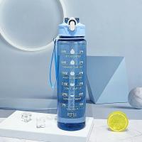 Botella Deportiva De 800ml/27oz Con Escala De Tiempo a Prueba De Fugas Para Viajes Y Fitness Plástico Resistente - details 15