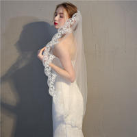 Vela De Novia Corta En Blanco Y Blancoscaivilla De Encaje Sencillo Para Bodas Económicas Velo De Boda De 2025 Con Borde De Encaje - details 2