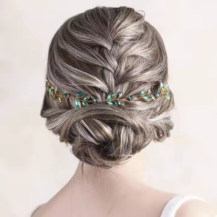 Tocado de Cristal con enredadera PARA EL Cabello Verde - 1