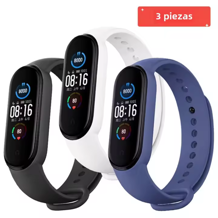 Correa De Reloj Para Xiaomi Mi Band 7 6 5 4 3 Pulsera De Silicona Accesorios Para Smartwatch Reemplaza La Correa Compatible Con Mi Band 3/4/5/6 - 1