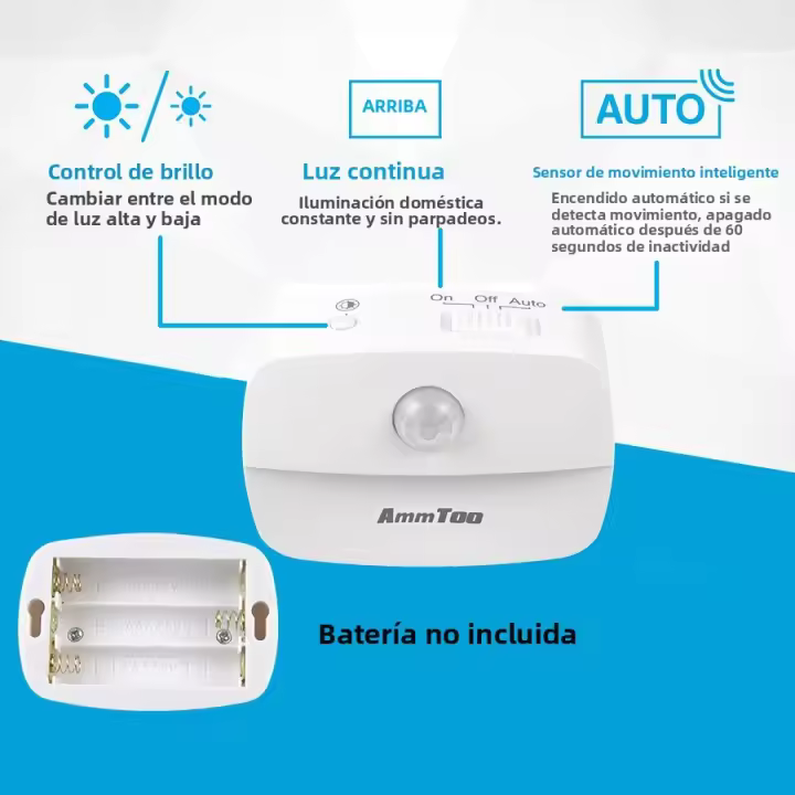 Lámpara Nocturna LED Con Sensor De Movimiento PIR Enchufe Europeo Y Estadounidense 110V 220V Baterías AAA Para Dormitorio Baño Pasillo Armario - 1