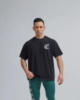 Camiseta De Algodón Grande Para Hombre Deportiva De Verano Camiseta De Fitness Con Estampado Letter O-Neck Manga Corta Para Gimnasio Y Ejercicio - details 2