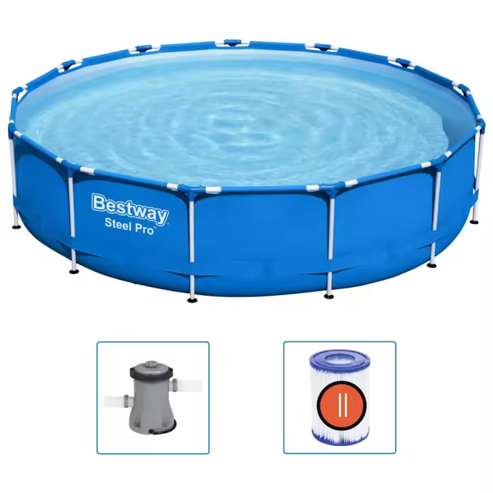VidaXL Piscina desmontable Steel Pro Bestway 8680L con depuradora azul Ø396x84 cm - 1
