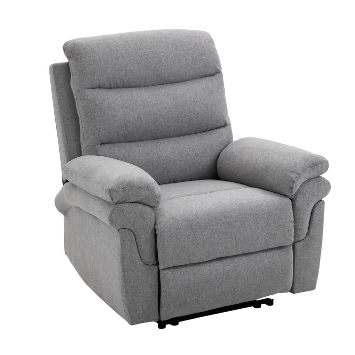 HOMCOM Sillón relax con función reclinable, sofá individual regulable, inclinable 165°, sillón reclinable, sillón TV, sillón reclinable para salón, dormitorio con tacto lino, gris claro 91 x 92 x 102 cm - 1