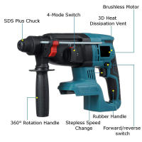 Drillpro-taladro rotativo eléctrico inalámbrico, martillo de impacto recargable de 27mm, 18V, 4 Funciones, para batería Makita de 18V - details 12