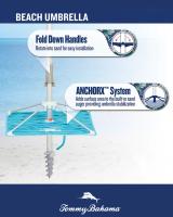 Sombrilla de Playa Tommy Bahama Azul Modelo 2025 - 2,28m con Anclaje ANCHORX™ – UPF50+, Resistente al Viento, Inclinable y con Bolsa de Transporte - details 3