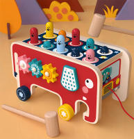 Juguete De Madera Montessori Para Bebés Y Niños Juego Divertido De Adivina Quién Sale Con Elefante Para Desarrollar Habilidades Motoras Y Cognitivas - details 0