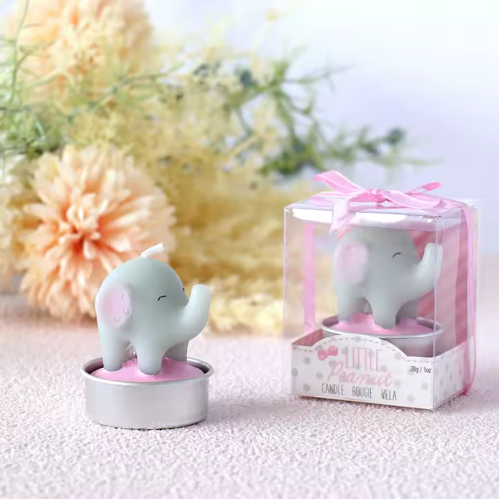 Pack de 3 a 24 unidades de velas decorativas, velas bautizo con forma de elefante, detalles bautizo para invitados, baby shower niño, baby shower niña, regalos originales, decoración bautizo, Regalantes.com - 1