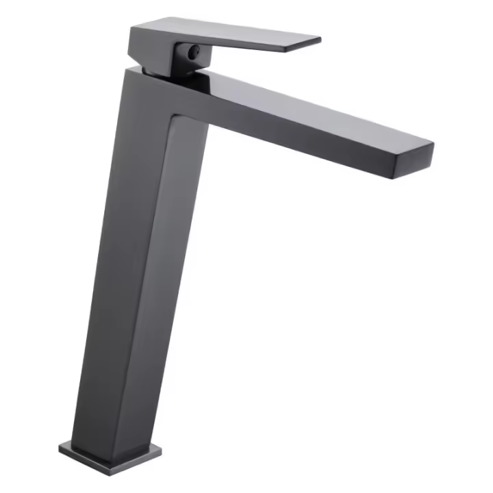 Imex Art BDAR025-3BGM grifo monomando para lavabo caño alto latón acabado negro metalizado - 1