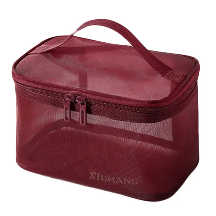 Bolso Organizador De Maquillaje Para Mujer Transparencia Malla Ideal Para Kit De Cosméticos Y Toallitas Para Viajes Estilo Minimalista Cierre De Cremallera - 1