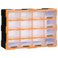 vidaXL Organizador Multicajones con 16 Cajones Medianos Taller Herramientas Color Gris,  Naranja y negro, y mas - details 1