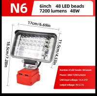 Luz De Trabajo LED Para Batería Milwaukee M18 18V Luz Amplia Con Dos Puertos USB Para Emergencias Y Almacenamiento De Baterías - details 13