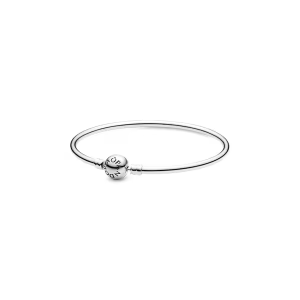 PANDORA Pulsera Rígida Pandora Plata Ley, Cierre Icónico - Elegante - 1