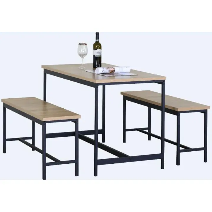 DUPI Conjunto mesa de Cocina para 4 Personas EASY  – Mesa y banco de Madera y Metal, Diseño Compacto y Moderno, Fácil Montaje 110x60x75 cm - 1