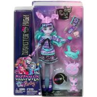 Monster High - CREEPOVER PARTY - Dustin  - HLP87 - Twyla con polvo de conejo de mascota, ropa de fiesta de pijamas y accesorios como capucha, libro y mochila - details 0