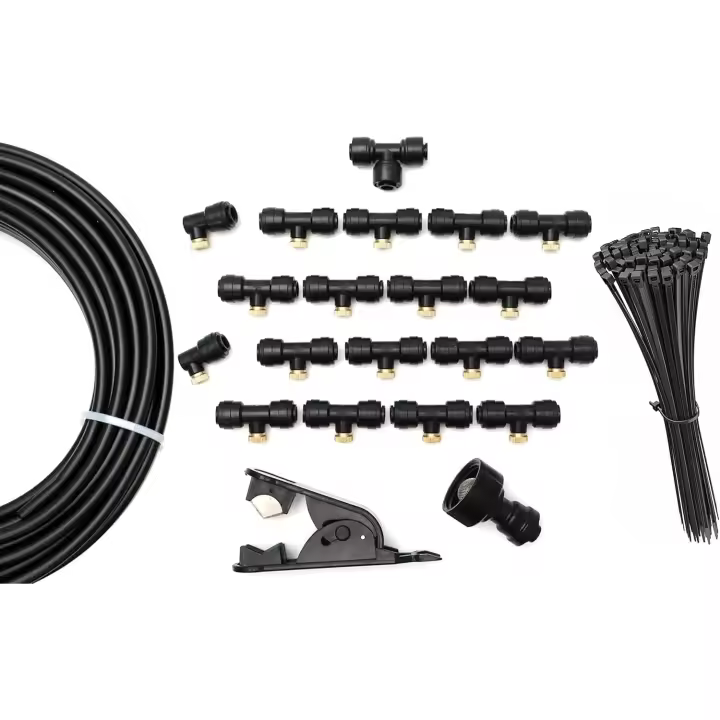SUPERFOG Sistema de Nebulización doméstico para refrescar el patio o jardín. con 18 Toberas o puntos de enfriamiento, Negro, SF3051 - 1