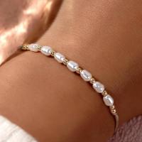 Pulseras con cuentas Doradas para Mujer, Lindas cuentas hechas a mano, ajustables, de Cuerda beige, pulsera de la suero, joyería de Amistad para las fiestas. - details 0