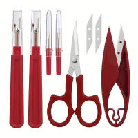 Kit De 6 Piezas Para Costura Con Cuchillo Cortador De Hilo Y Desenredador De Hilo Rojo Herramienta Para Eliminar Hilos Y Costuras - details 0