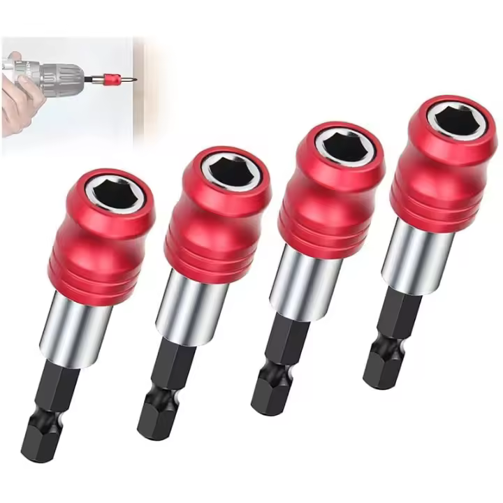 Portapuntas magnético, Portapuntas para destornillador de impacto de 1/4"y 60 mm, Portapuntas para destornillador magnético con vástago hexagonal de 4 piezas, Extensión para destornillador magnético, Vástago hexagonal con extensión para destornillador - 1