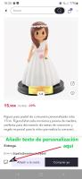 Figura para pastel de comunión personalizada niña 17cm. Figura fabricada en resina y peana de madera, perfecta para decoración de tartas de comunión y regalo especial para la niña que realiza la comunión. AÑADIR TEXTO EN (Chatear con la tienda) - details 0