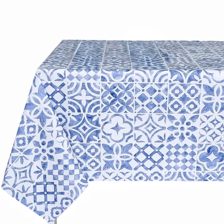 Mantel PVC, Mantel de hule, Modernos, Para mesas, Tapete de cocina, Hule para tabla rectangular, Azulejo, Cerámica,  Azul ，gris  DI1030-01/02 - 1