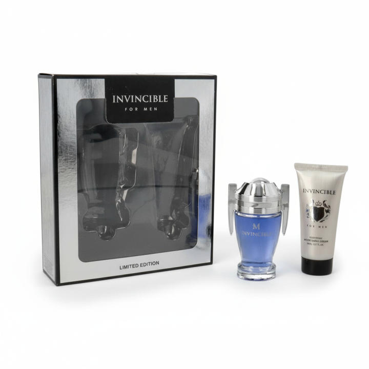 Set perfume masculino Invincible for Men Eau de Toilette, fragancia fresca y potente con estilo deportivo y moderno, ideal para el día a día o momentos especiales. Presentado en estuche original con frasco y crema corporal🚚Envíos a España 24/48 hora