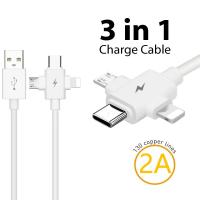 Cable De Extensión USB 3 En 1 Para Móvil Con Micro USB Tipo-C Compatible Con iPhone Xiaomi Samsung Carga Rápida 2A - details 0