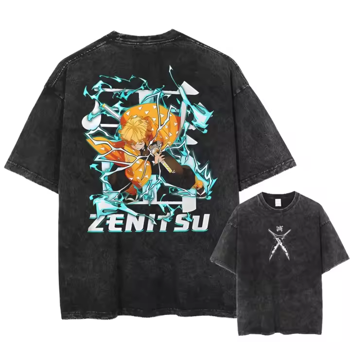 Camiseta De Manga Corta Para Hombre Estilo Harajuku Japonés Anime Gráfico Talla Grande Color Negro Algodón Transpirable Y Ligero Para Verano - 1