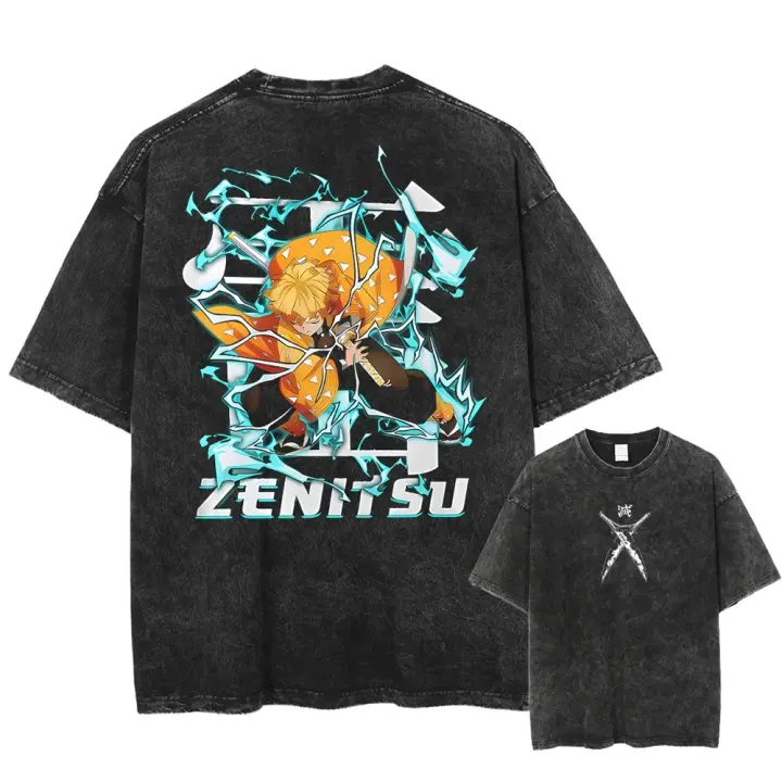 Camiseta De Manga Corta Para Hombre Estilo Harajuku Japonés Anime Gráfico Talla Grande Color Negro Algodón Transpirable Y Ligero Para Verano - 1