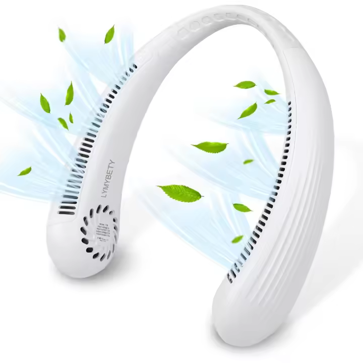 Ventilador de Cuello portátil, recargable y portátil, con 3 velocidades, funciona con Pilas, ideal para casa, oficin, Viajes y Exterior (Blanco, 3000 mAh) - 1