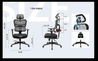 Silla ergonómica NEWTRAL NT001 con soporte lumbar adaptable, respaldo ajustable en 3 ángulos de inclinación, reposabrazos, reposacabezas y base de nailon con 5 posiciones de bloqueo - Versión estándar - details 4