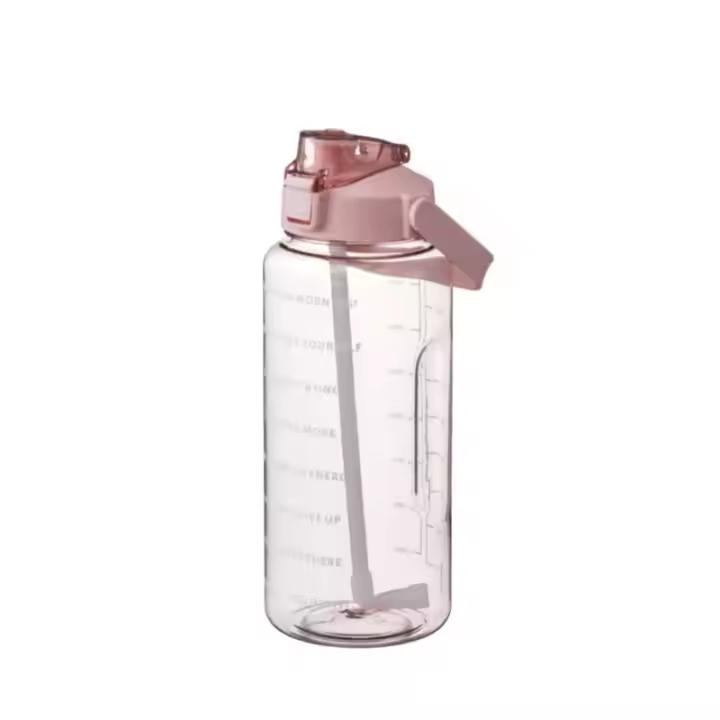 Botella De Agua Deportiva De Plástico Para Adultos De 2 Litros Con Pajita Portátil Y Universal Para Viajes Y Fitness - 1