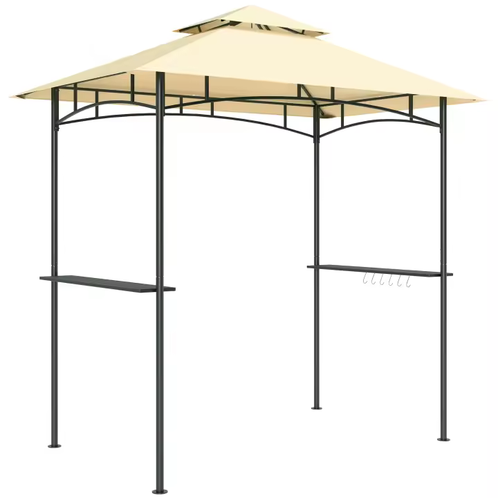 Pabellón de Barbacoa con LED 240x150x258 cm Pabellón de Jardín impermeable y retardante de llama, Techo Doble, estante lateral, Pabellón de Jardín con Protección UV, Pabellón de barbacoa Para... - 1