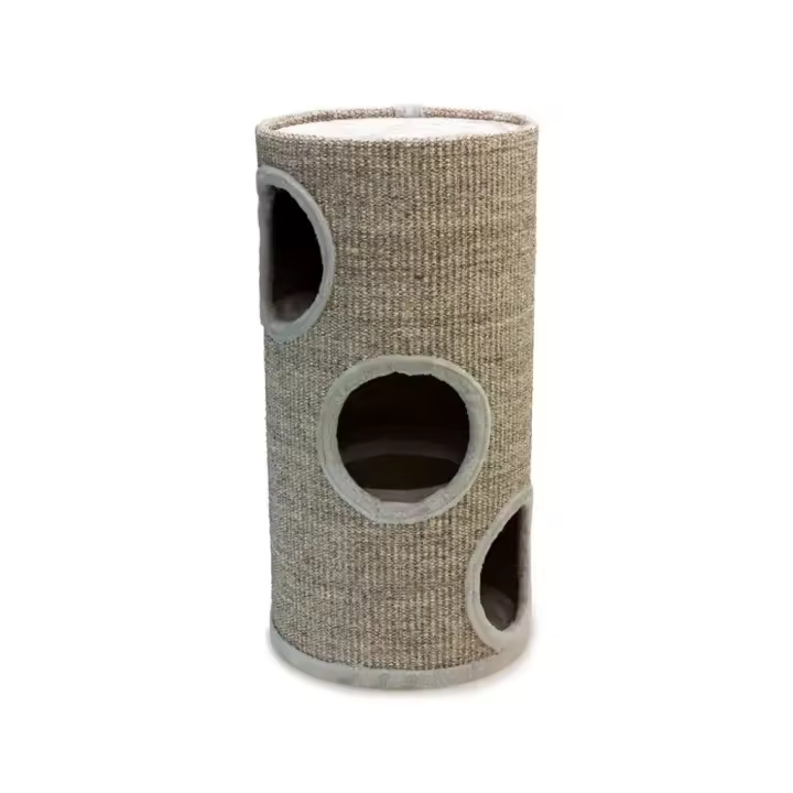 ARQUIVET - Rascador Cilíndrico con Agujeros para Gatos color Beige (36 x 36 x 70 cm) - 1