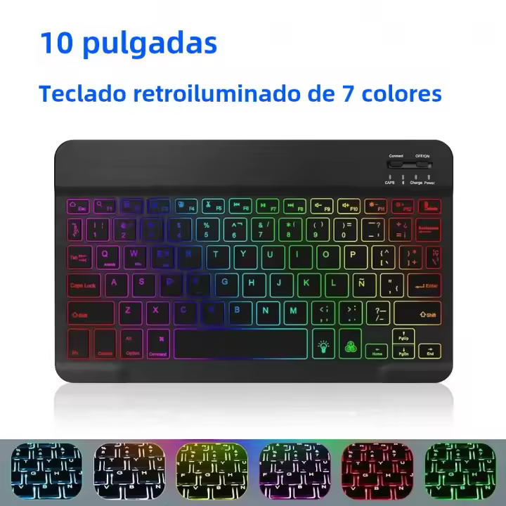 Teclado Bluetooth Mini RGB Inalámbrico 10 Pulgadas Con Iluminación Retroiluminada Y Touchpad Para IOS Android Windows iPad - 1