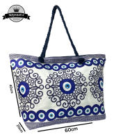 MEJORADA KD-2306 Bolso de Playa-Tote Bag Súper Grande 60x40x20CM con Diseño de Ojo Turco y Motivos Azules, Ideal para Playa y Vacaciones - details 13