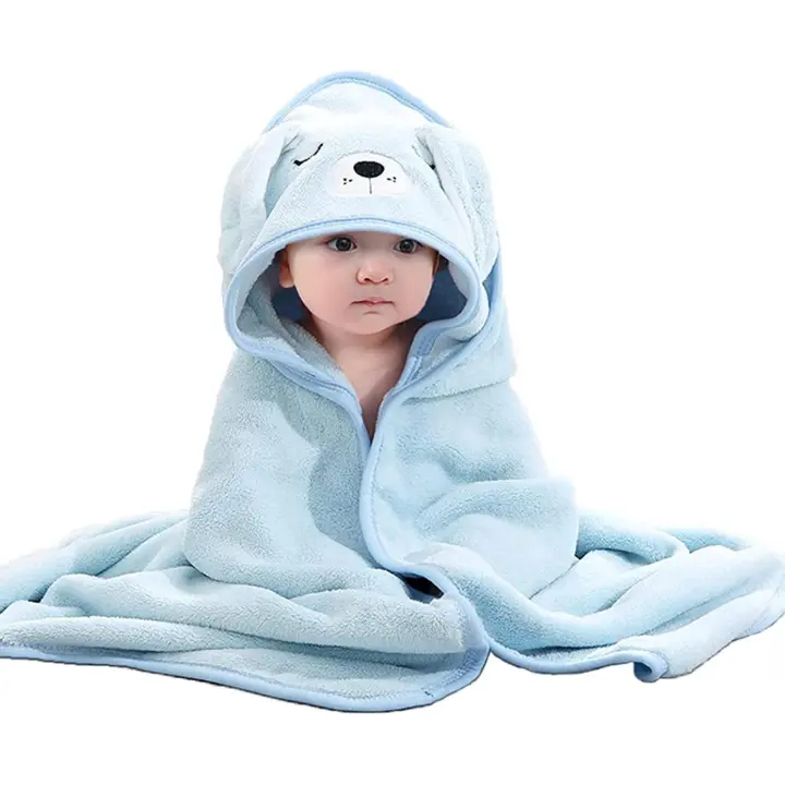 Toallas de baño para Bebe con capucha, diseño único de Animales, suaves y abrbe Entes, para recien nacidos (Azul) - 1