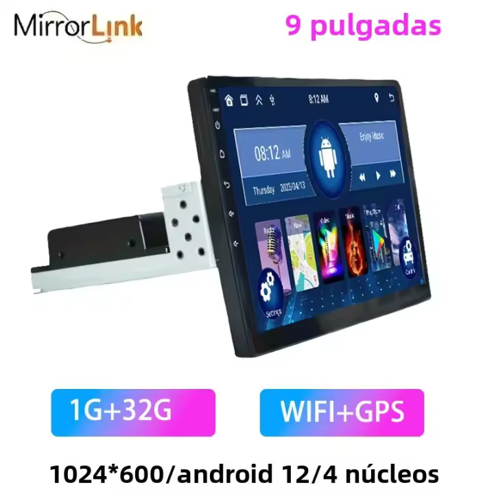 Reproductor Multimedia Universal Para Coche 9 Pulgadas 1 DIN Android 12 Con Carplay WiFi GPS Bluetooth Audio 2G RAM 32G ROM FM Touch Screen - 1