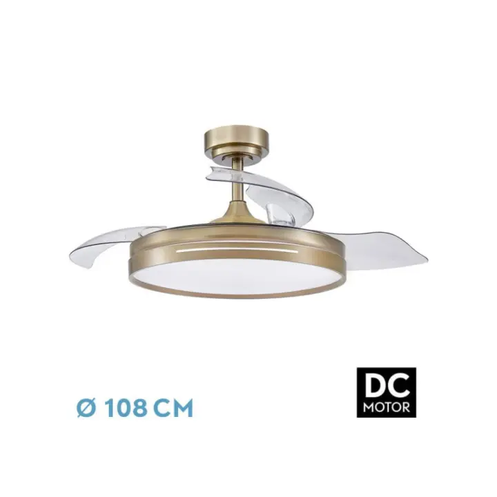 Fabrilamp - Ventilador Dc 72w Micenas Cuero 3asp.transp.108d  6vel 7200lm 3colores Remoto,memoria Y Temporizador 24 - 1
