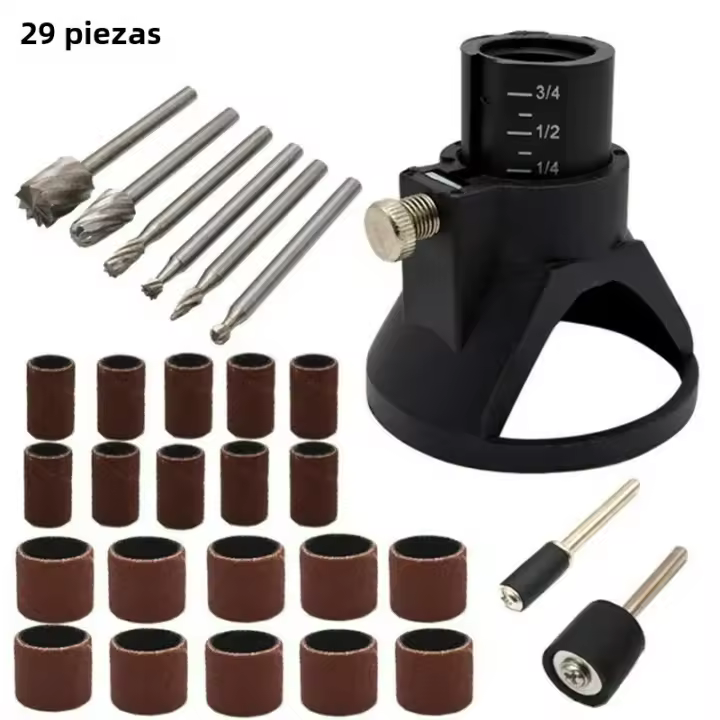 Juego De Accesorios Para Herramienta Multifuncional Rotativa Con Guía De Corte Y Bits De Router Herramientas De Mecanizado Eléctrico Pequeño Con Papel De Oca Y Plegable - 1