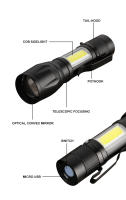 Linterna LED Recargable Mini Torcha Con USB Alta Potencia Batería Portátil Impermeable Para Camping Con Rango Largo Como Linterna - details 1