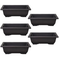 Juego De 5 Macetas Rectangulares Para Suculentas Y Bonsái Contenedor De Flores Plástico Blanco Y Azul Para El Hogar - details 0