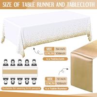 Mantel Desechable De Plástico Rosa Oro Para 6 Asientos 108 Pulgadas Satinado Para Bodas Y Fiestas De Cumpleaños Tela De Mesa Impermeable Y Resistente Al Aceite - details 1