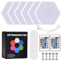 Luz De Pared Hexagonal Con Control Remoto Y Luz LED RGB Modulable USB Colorida Luz Nocturna Geométrica DIY Para Decoración De Hogar - details 28