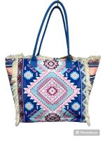 MEJORADA Bolso de playa o piscina grande con estampados del estilo original con fleco de borla blanco de algodon,tamaño 55*37*19CM.contiene bolsillos interior y forros.tejido 100% poliéster - details 5