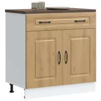 vidaXL Mueble bajo de cocina Kalmar de de ingeniería en color Madera antigua/Roble Sonoma/Negro y más | almacenamiento funcional diseño moderno para baño dormitorio sala - details 9