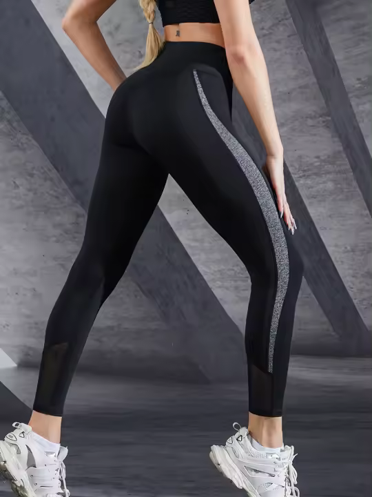 Pantalones De Yoga Para Mujer Con Cintura Alta Y Costuras Coloridas Talla Grande Control De Abdomen Leggings De Ejercicio Transpirables Que Levantan Las Caderas - 1