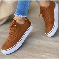 Zapatos Casuales Para Mujer 2024 De Punta Redonda Y Bajo-Troque Vulcanizado Cómodos Zapatos De Caminar Con Cordones Versátiles - details 7