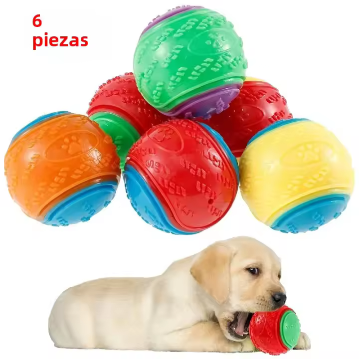 Juguete Interactivo Para Perros Bola De Goma Resistente Mordedor Squeaky Bola De Alta Rebound Para Jugar Con Perros Tamaño Para Pupusas - 1
